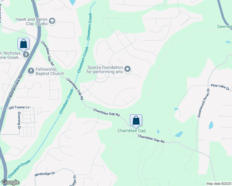map of restaurants, bars, coffee shops, grocery stores, and more near 2665 Crowbrook Way in Cumming