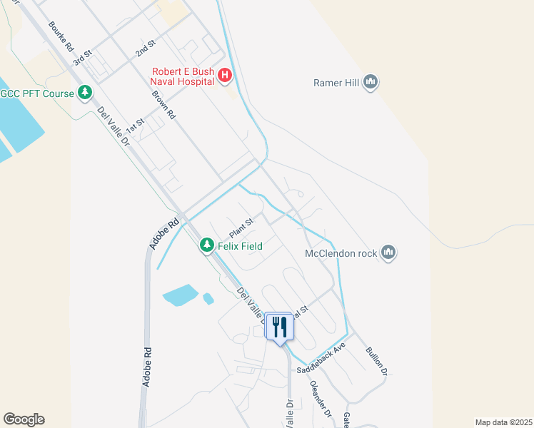 map of restaurants, bars, coffee shops, grocery stores, and more near 2 Desert Drive in Twentynine Palms