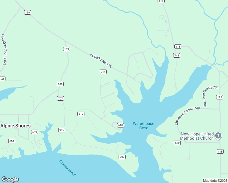 map of restaurants, bars, coffee shops, grocery stores, and more near 768 County Road 711 in Cedar Bluff