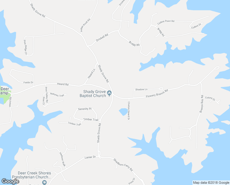 map of restaurants, bars, coffee shops, grocery stores, and more near 6745 Shady Grove Road in Cumming