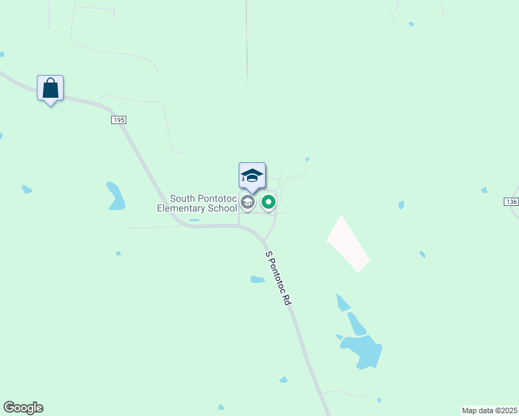 map of restaurants, bars, coffee shops, grocery stores, and more near 1523 South Pontotoc Road in Pontotoc