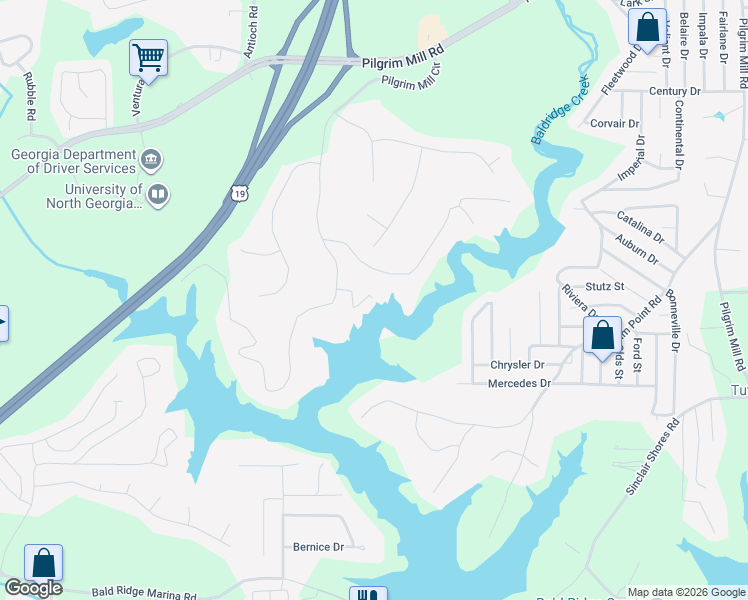 map of restaurants, bars, coffee shops, grocery stores, and more near 2170 Poplar Trail in Cumming