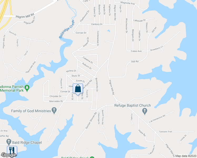 map of restaurants, bars, coffee shops, grocery stores, and more near 4135 Bonneville Drive in Cumming