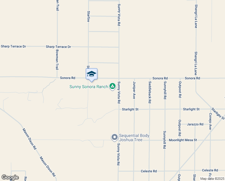 map of restaurants, bars, coffee shops, grocery stores, and more near 60885 Sonora Road in Joshua Tree