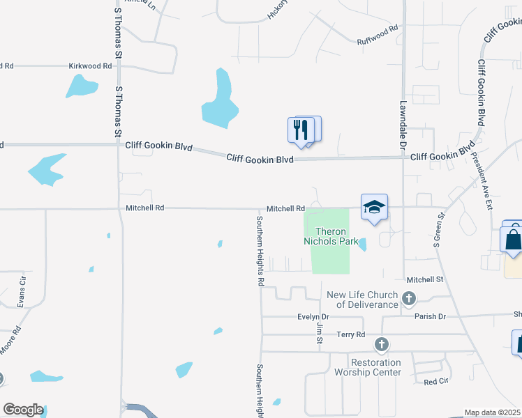 map of restaurants, bars, coffee shops, grocery stores, and more near 1999 Mitchell Road in Tupelo