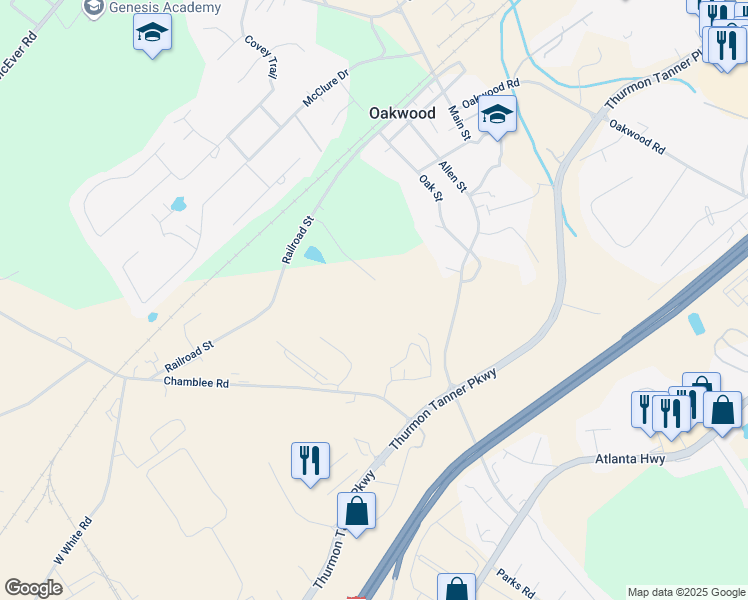 map of restaurants, bars, coffee shops, grocery stores, and more near 4462 Tara Drive in Oakwood
