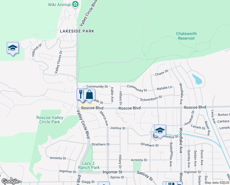 map of restaurants, bars, coffee shops, grocery stores, and more near 8408 Fable Avenue in Los Angeles