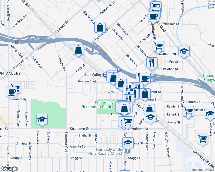 map of restaurants, bars, coffee shops, grocery stores, and more near in Los Angeles