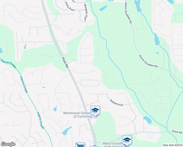 map of restaurants, bars, coffee shops, grocery stores, and more near 4490 Saint Andrews Crest Drive in Cumming
