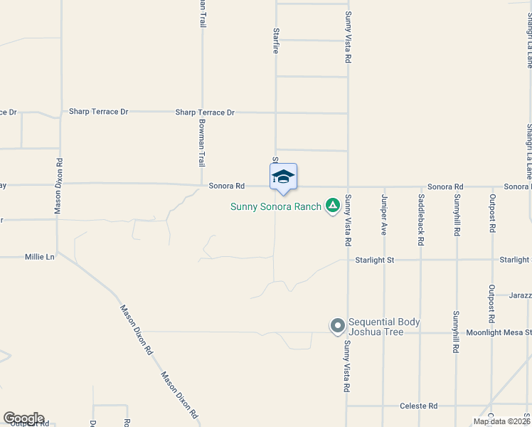 map of restaurants, bars, coffee shops, grocery stores, and more near 1776 Starfire in Joshua Tree