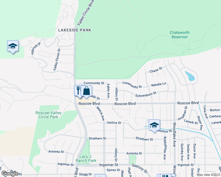map of restaurants, bars, coffee shops, grocery stores, and more near 8408 Fable Avenue in Los Angeles