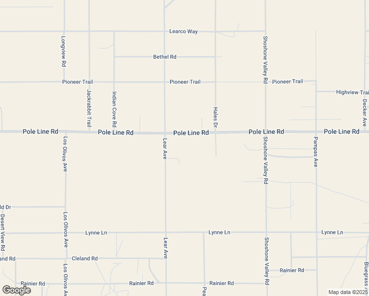 map of restaurants, bars, coffee shops, grocery stores, and more near Pole Line Road in Twentynine Palms