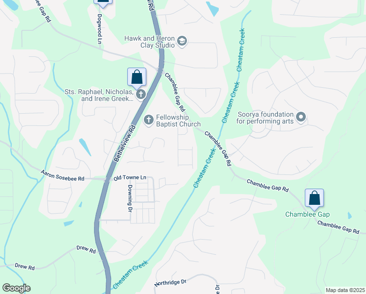 map of restaurants, bars, coffee shops, grocery stores, and more near 2735 Kimblewick Court in Cumming