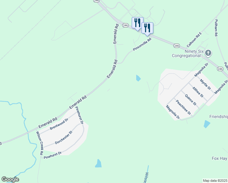 map of restaurants, bars, coffee shops, grocery stores, and more near 1870 Emerald Road in Greenwood