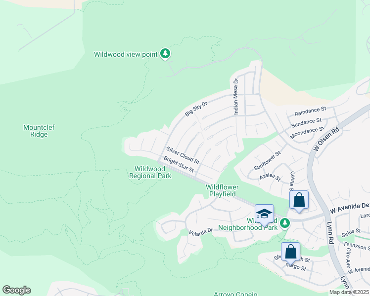 map of restaurants, bars, coffee shops, grocery stores, and more near 3058 Saddleback Court in Thousand Oaks