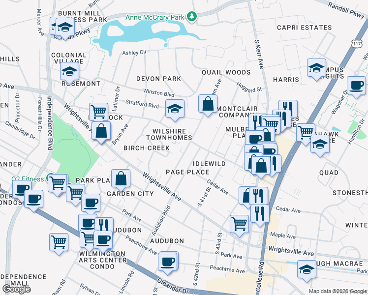map of restaurants, bars, coffee shops, grocery stores, and more near 930 Bonham Avenue in Wilmington