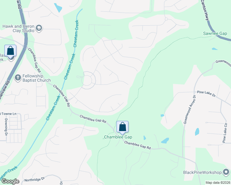 map of restaurants, bars, coffee shops, grocery stores, and more near 2720 Crowbrook Way in Cumming