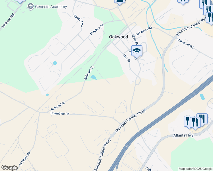 map of restaurants, bars, coffee shops, grocery stores, and more near 4462 Tara Drive in Oakwood