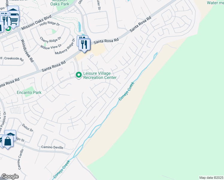 map of restaurants, bars, coffee shops, grocery stores, and more near 28206 Village 28 in Camarillo