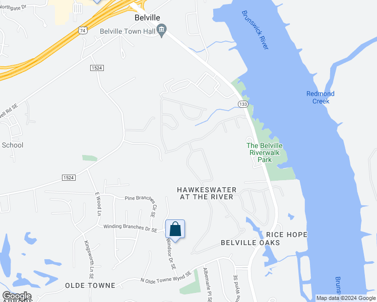 map of restaurants, bars, coffee shops, grocery stores, and more near 10133 Morecamble Boulevard in Leland