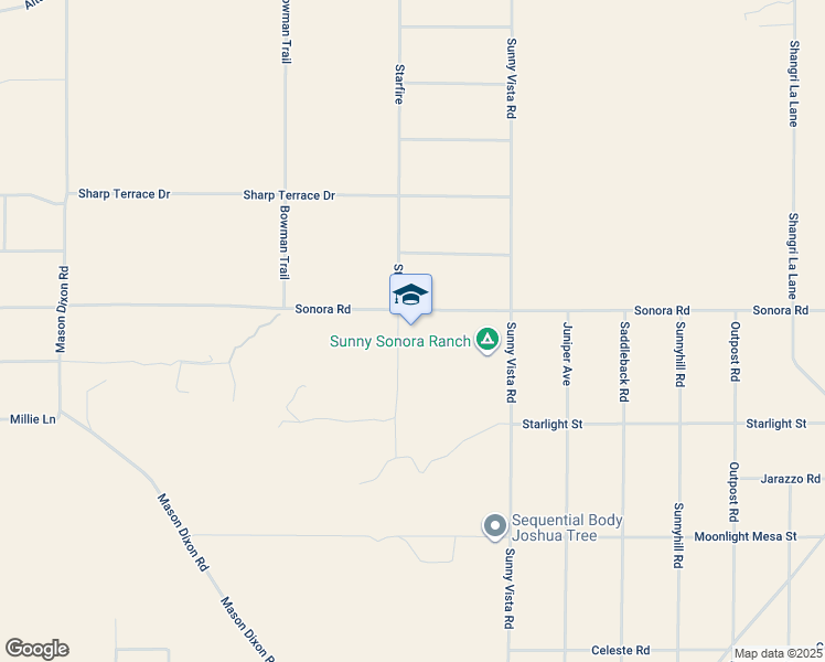 map of restaurants, bars, coffee shops, grocery stores, and more near 60707 Sonora Road in Joshua Tree