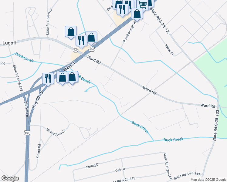 map of restaurants, bars, coffee shops, grocery stores, and more near 9 Stirrup Court in Lugoff