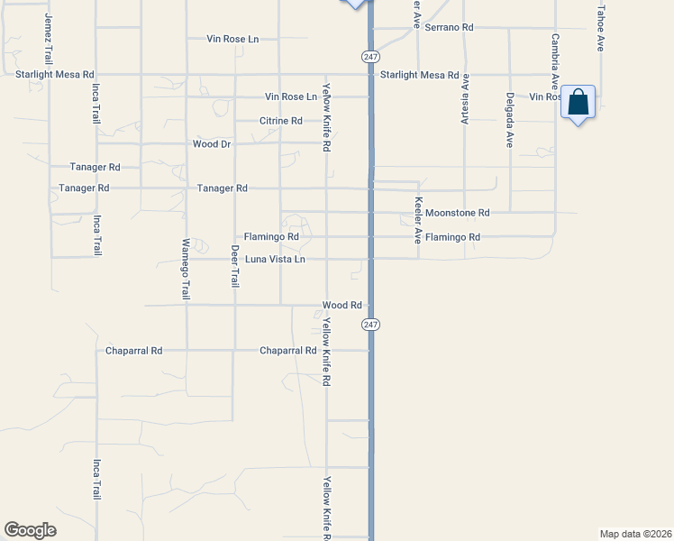 map of restaurants, bars, coffee shops, grocery stores, and more near 1725 Yellow Knife Road in Yucca Valley