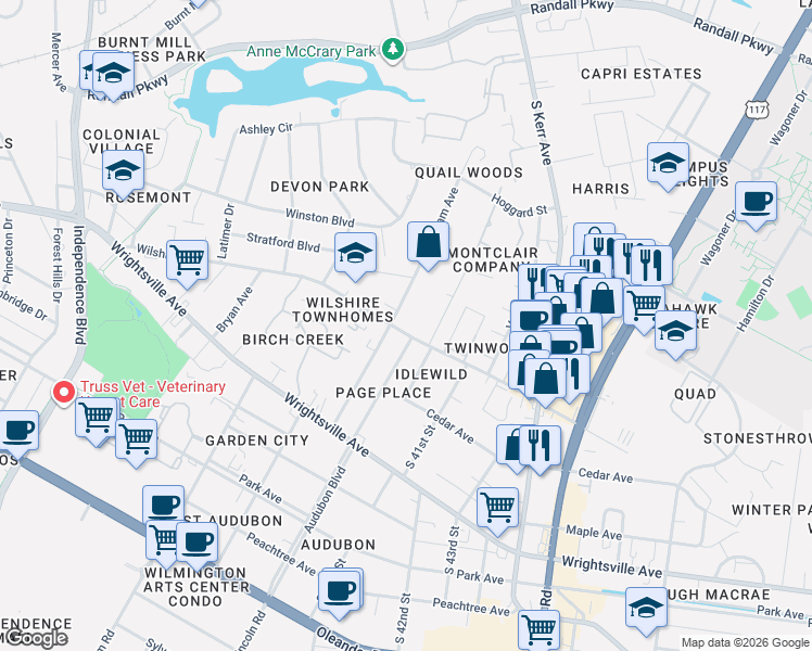 map of restaurants, bars, coffee shops, grocery stores, and more near 819 Bonham Avenue in Wilmington