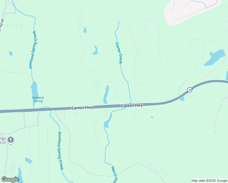 map of restaurants, bars, coffee shops, grocery stores, and more near 34 Eagles View Drive Northeast in Cartersville