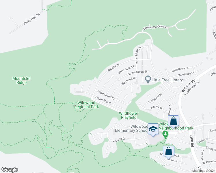 map of restaurants, bars, coffee shops, grocery stores, and more near 3117 Saddleback Court in Thousand Oaks
