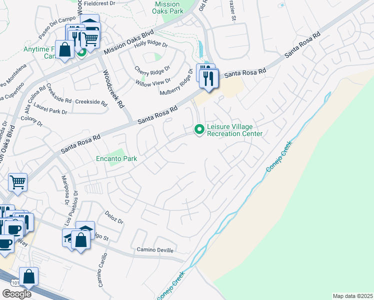 map of restaurants, bars, coffee shops, grocery stores, and more near 8146 Village 8 in Camarillo