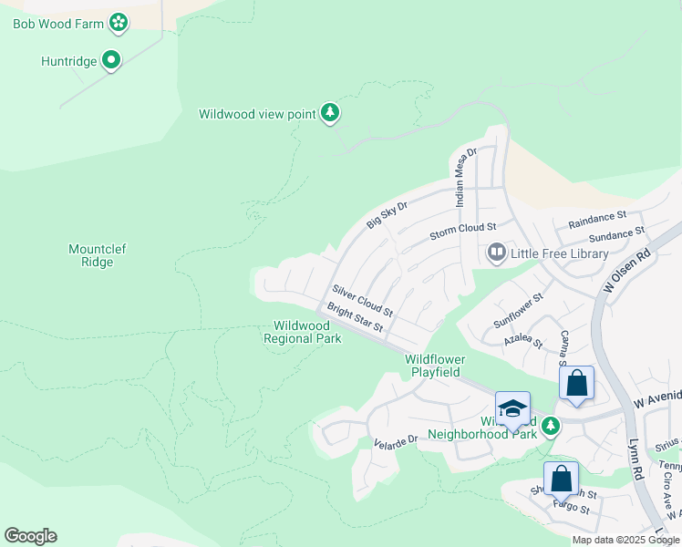 map of restaurants, bars, coffee shops, grocery stores, and more near 3118 Big Sky Drive in Thousand Oaks