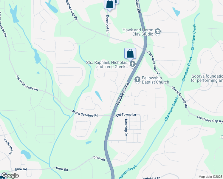 map of restaurants, bars, coffee shops, grocery stores, and more near 3330 Riverwalk Way in Cumming