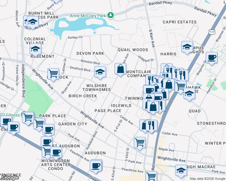 map of restaurants, bars, coffee shops, grocery stores, and more near 819 Bonham Avenue in Wilmington