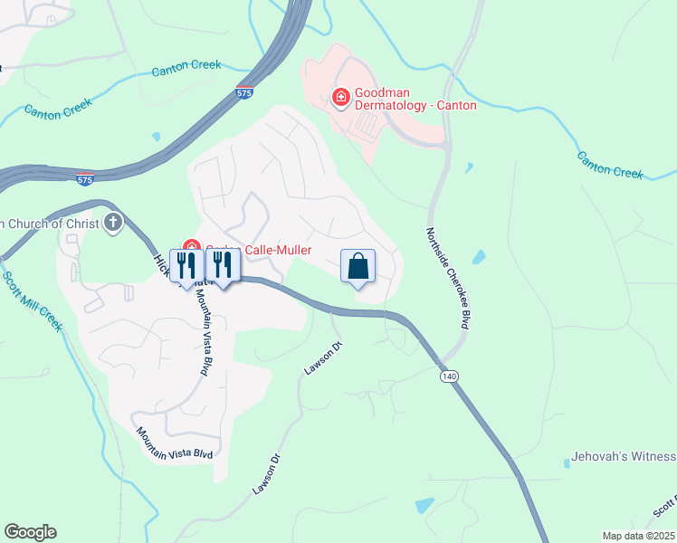 map of restaurants, bars, coffee shops, grocery stores, and more near 1167 Lightfoot Drive in Canton