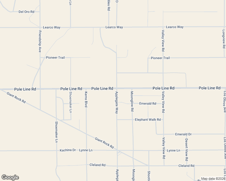 map of restaurants, bars, coffee shops, grocery stores, and more near 68175 Pole Line Road in Twentynine Palms