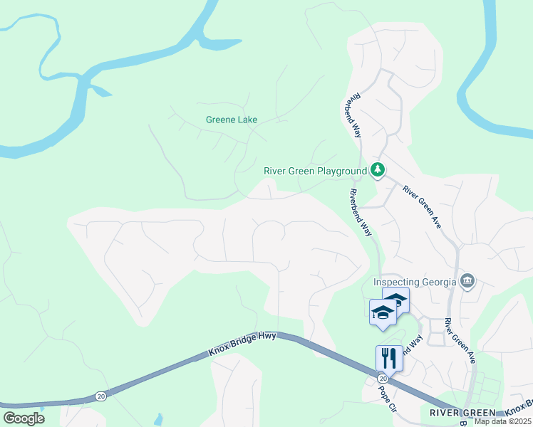 map of restaurants, bars, coffee shops, grocery stores, and more near 319 River Green Avenue in Canton