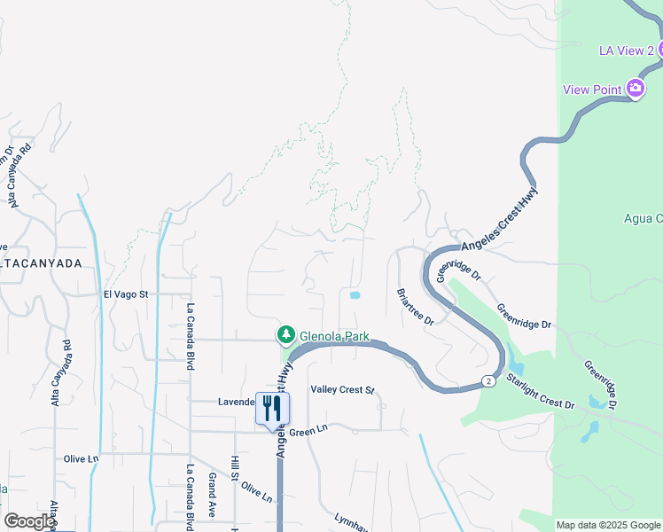 map of restaurants, bars, coffee shops, grocery stores, and more near 5337 Mountain Meadow Lane in La Cañada Flintridge