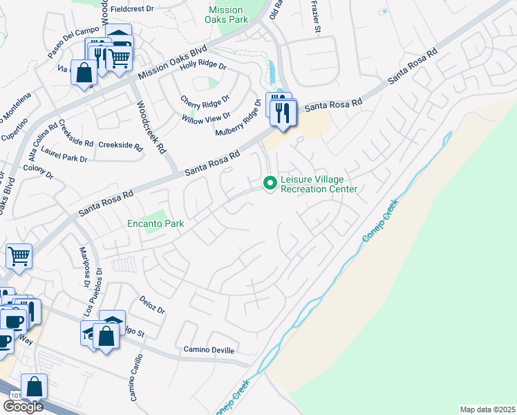 map of restaurants, bars, coffee shops, grocery stores, and more near 8152 Village 8 in Camarillo