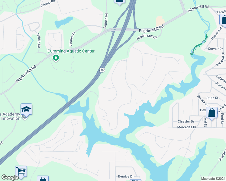 map of restaurants, bars, coffee shops, grocery stores, and more near 2005 Apple Valley Ct in Cumming