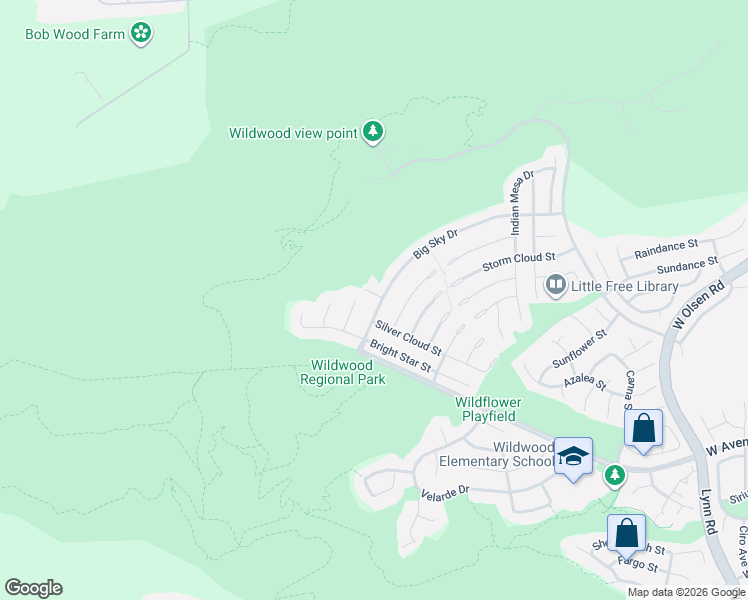 map of restaurants, bars, coffee shops, grocery stores, and more near 3117 Big Sky Drive in Thousand Oaks