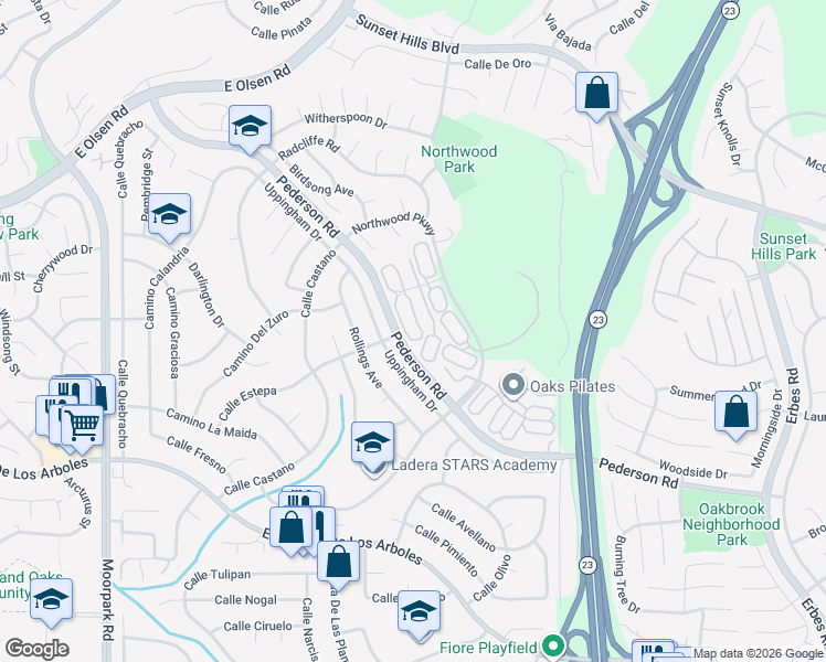 map of restaurants, bars, coffee shops, grocery stores, and more near 3128 Boxwood Circle in Thousand Oaks