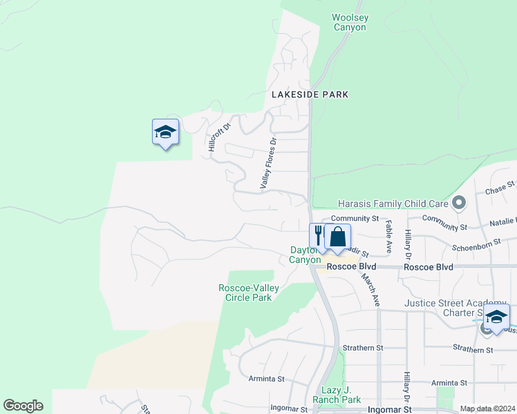 map of restaurants, bars, coffee shops, grocery stores, and more near 24463 Deer Lick Drive in Los Angeles