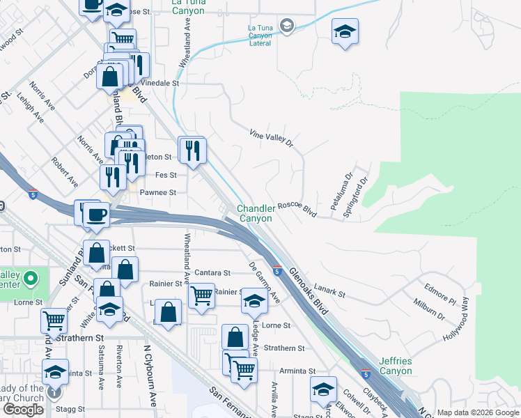 map of restaurants, bars, coffee shops, grocery stores, and more near 8330 Glencrest Drive in Los Angeles