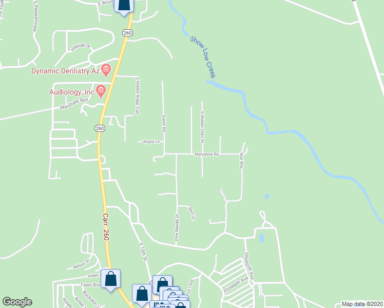 map of restaurants, bars, coffee shops, grocery stores, and more near 5751 South Hidden Oaks Drive in Show Low