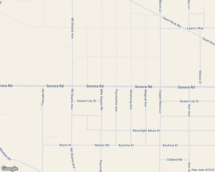 map of restaurants, bars, coffee shops, grocery stores, and more near 66028 Sonora Road in Joshua Tree