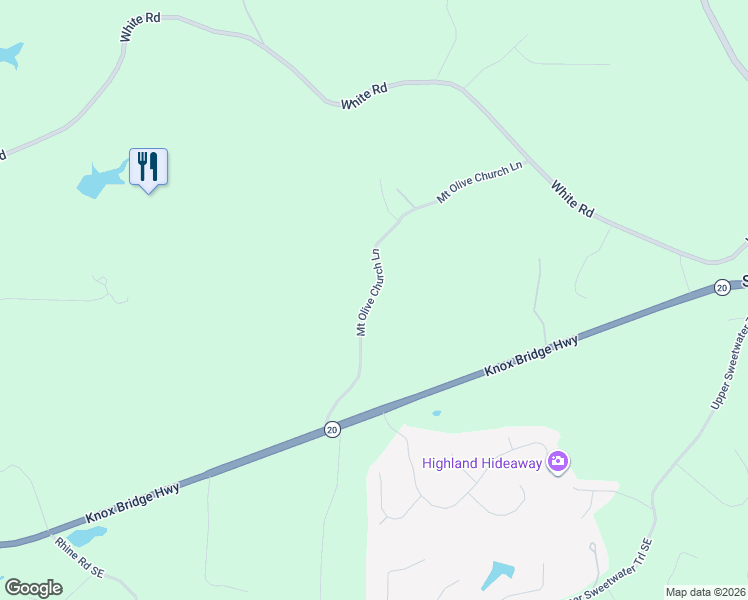 map of restaurants, bars, coffee shops, grocery stores, and more near 426 Mount Olive Church Lane in White