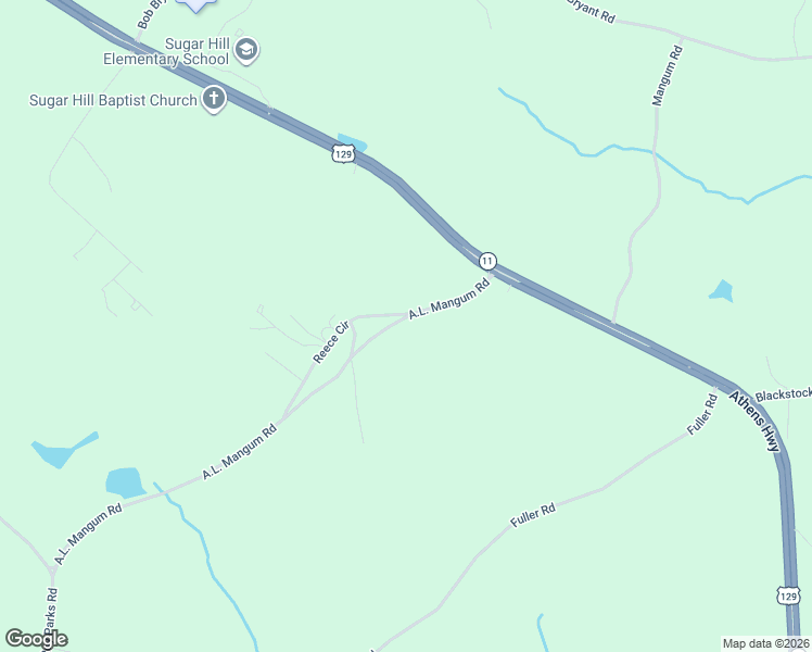 map of restaurants, bars, coffee shops, grocery stores, and more near 3603 A.L. Mangum Road in Talmo