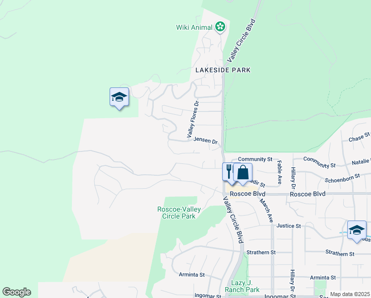 map of restaurants, bars, coffee shops, grocery stores, and more near 24463 Deer Lick Drive in Los Angeles