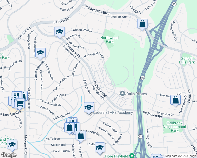 map of restaurants, bars, coffee shops, grocery stores, and more near 3128 Boxwood Circle in Thousand Oaks